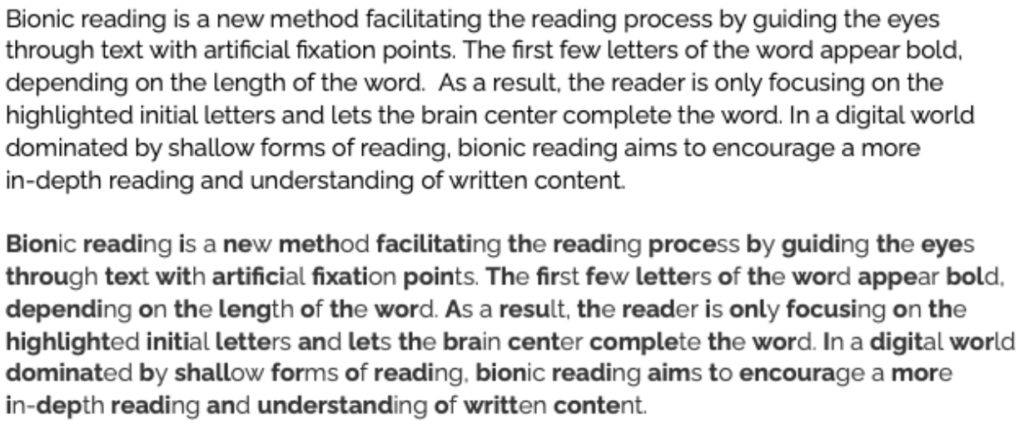 Bionic Reading Example