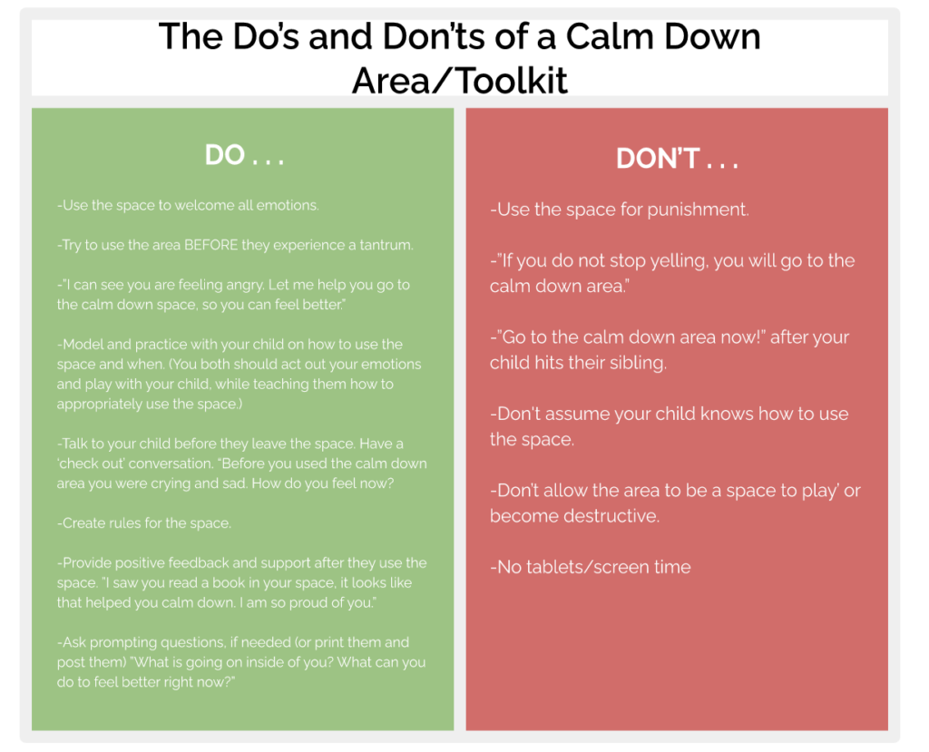 Calm Down Toolkit - Don's and Dont's